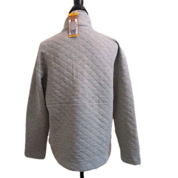 EDDIE BAUER Quilted Pullover Women Gray Snap Front Size M NEW - Picture 5 of 14